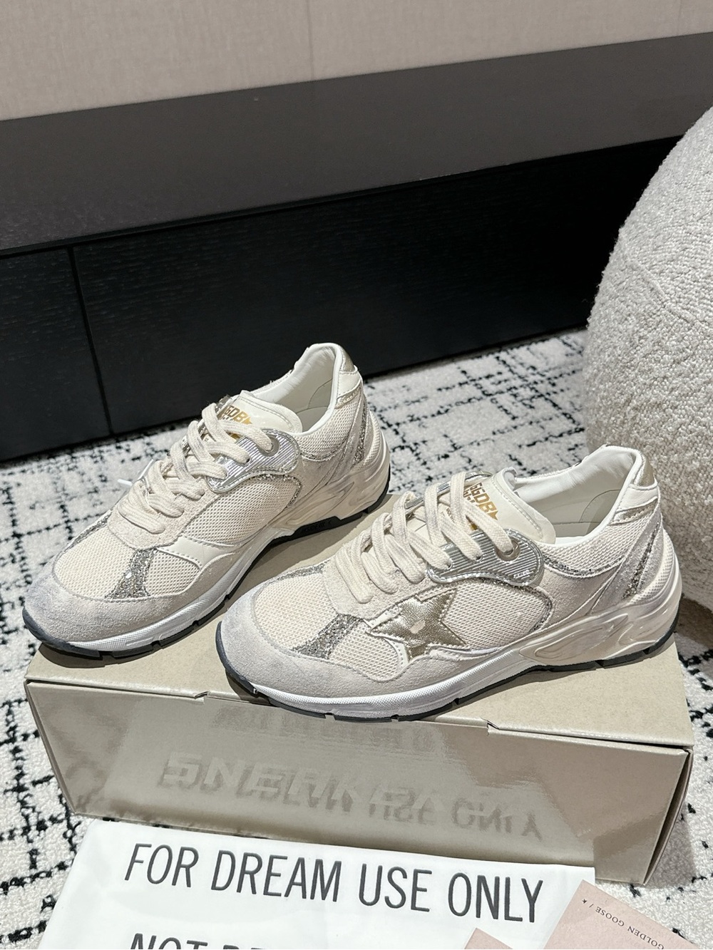 Golden Goose Women's Cream and Silver Detail Sneakers